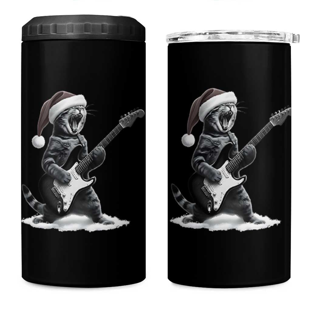 Funny Cat Guitar 4 in 1 Can Cooler Tumbler Rock and Roll Christmas - Wonder Print Shop