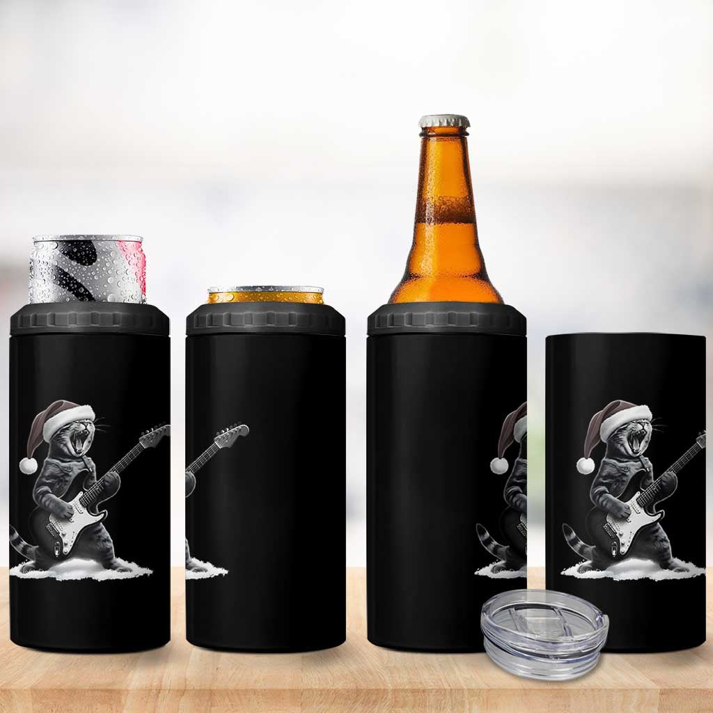 Funny Cat Guitar 4 in 1 Can Cooler Tumbler Rock and Roll Christmas - Wonder Print Shop