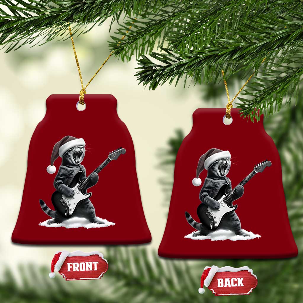 Funny Cat Guitar Ceramic Ornament Rock and Roll Xmas - Wonder Print Shop