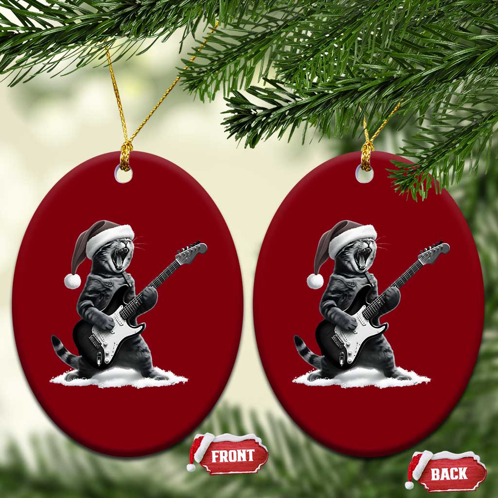 Funny Cat Guitar Ceramic Ornament Rock and Roll Xmas - Wonder Print Shop