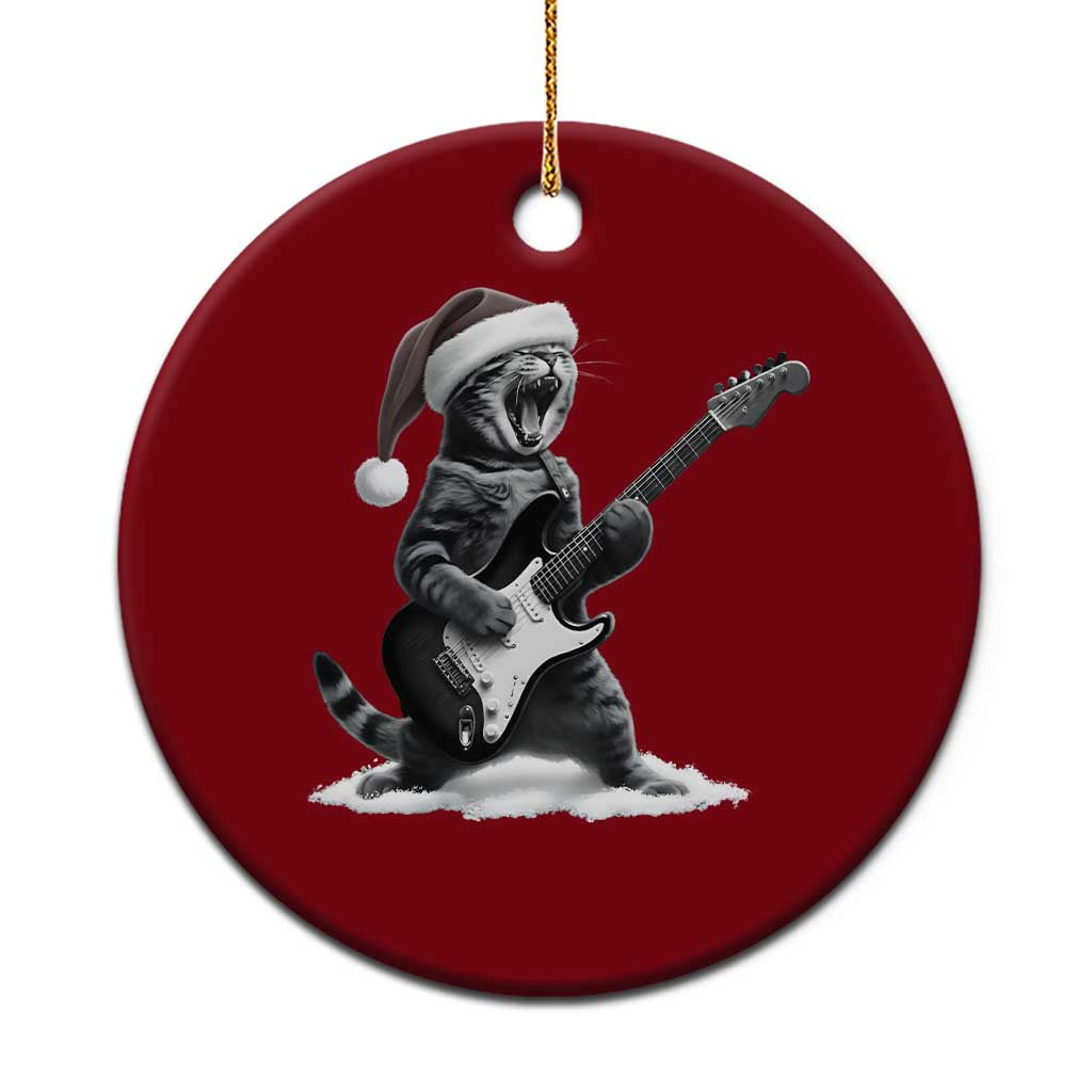 Funny Cat Guitar Ceramic Ornament Rock and Roll Xmas - Wonder Print Shop