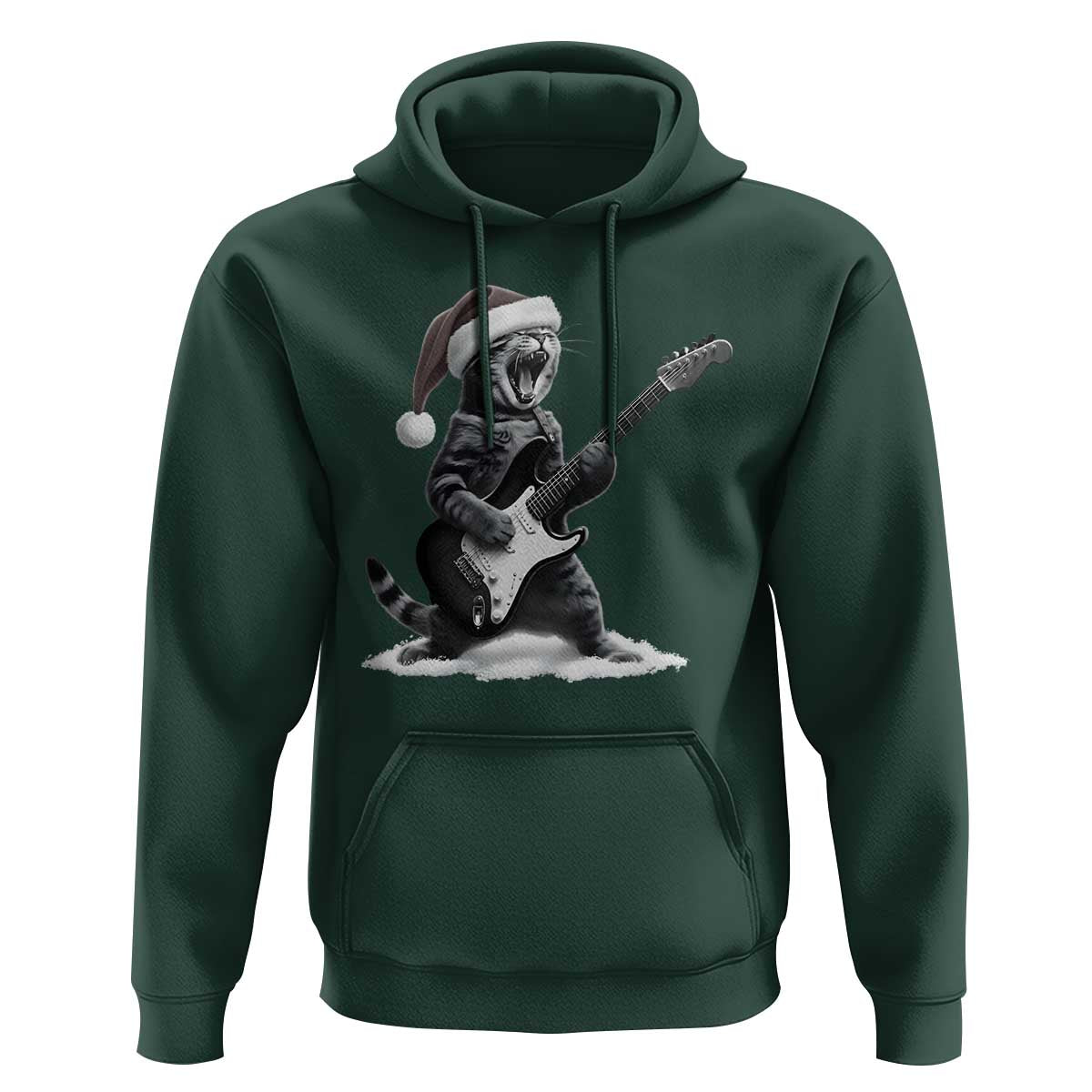 Funny Cat Guitar Hoodie Rock and Roll Christmas - Wonder Print Shop