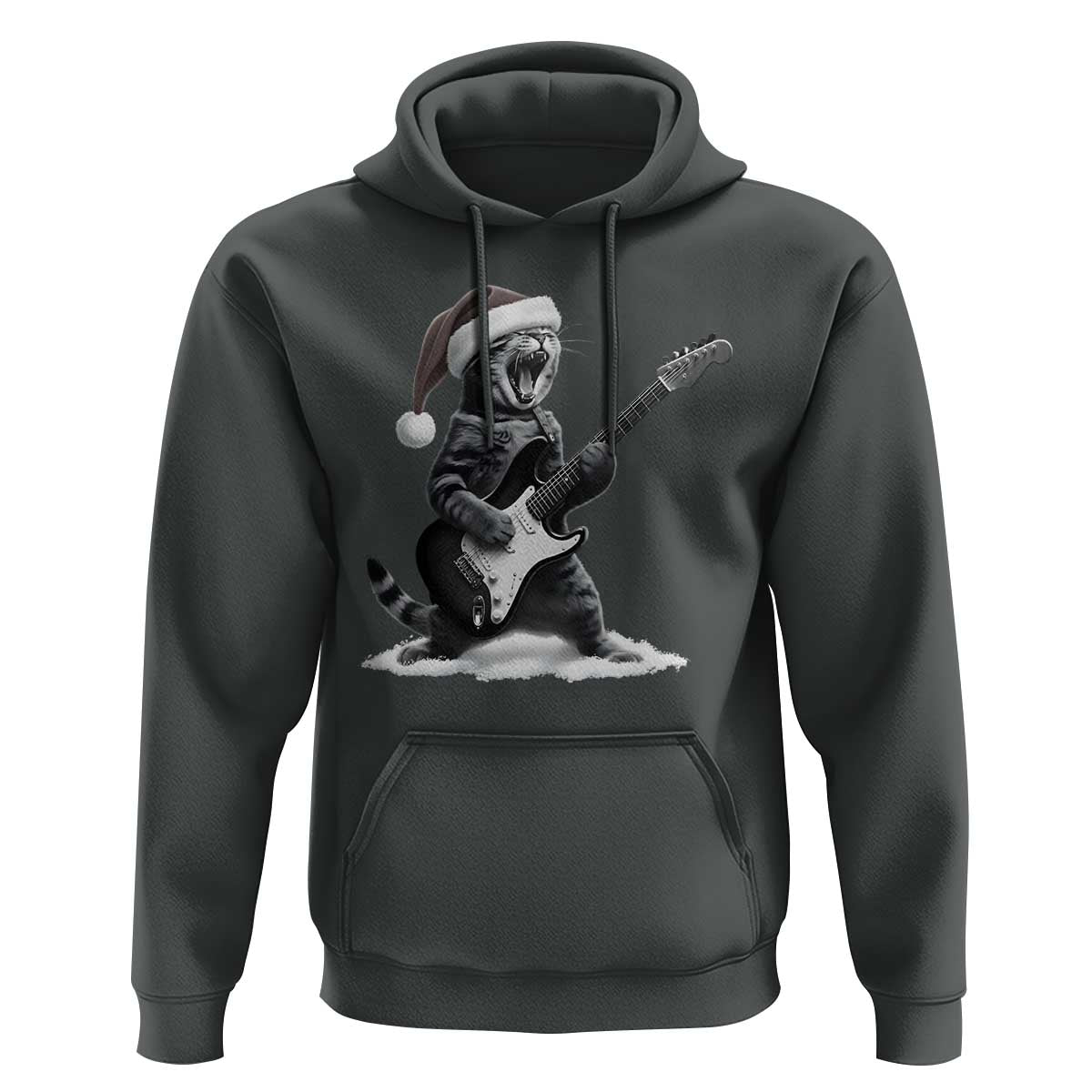 Funny Cat Guitar Hoodie Rock and Roll Christmas - Wonder Print Shop