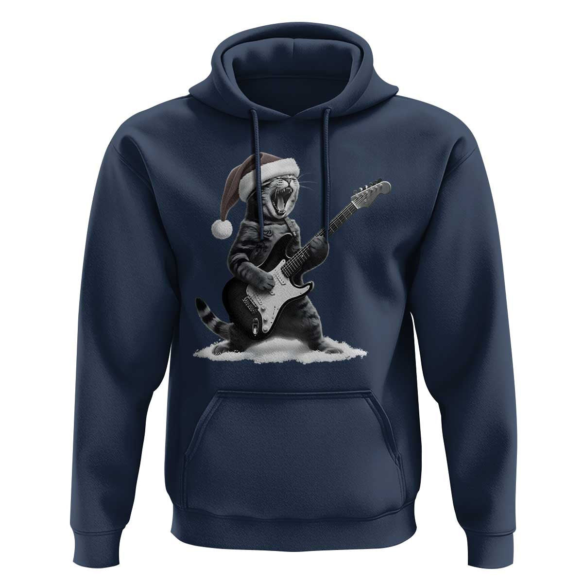 Funny Cat Guitar Hoodie Rock and Roll Christmas - Wonder Print Shop