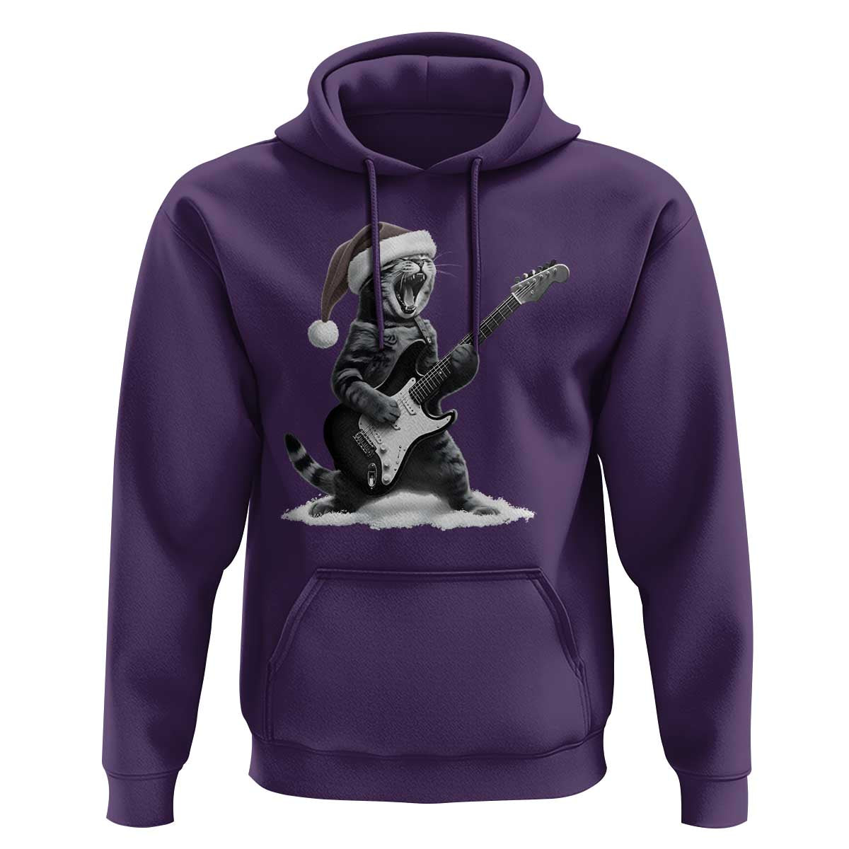 Funny Cat Guitar Hoodie Rock and Roll Christmas - Wonder Print Shop