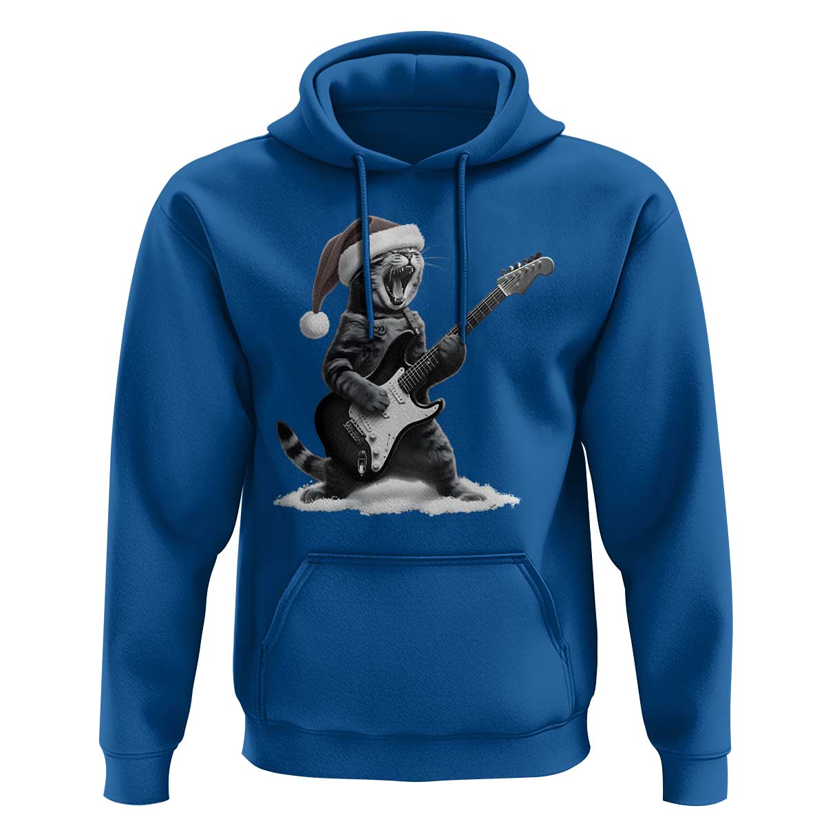 Funny Cat Guitar Hoodie Rock and Roll Christmas - Wonder Print Shop