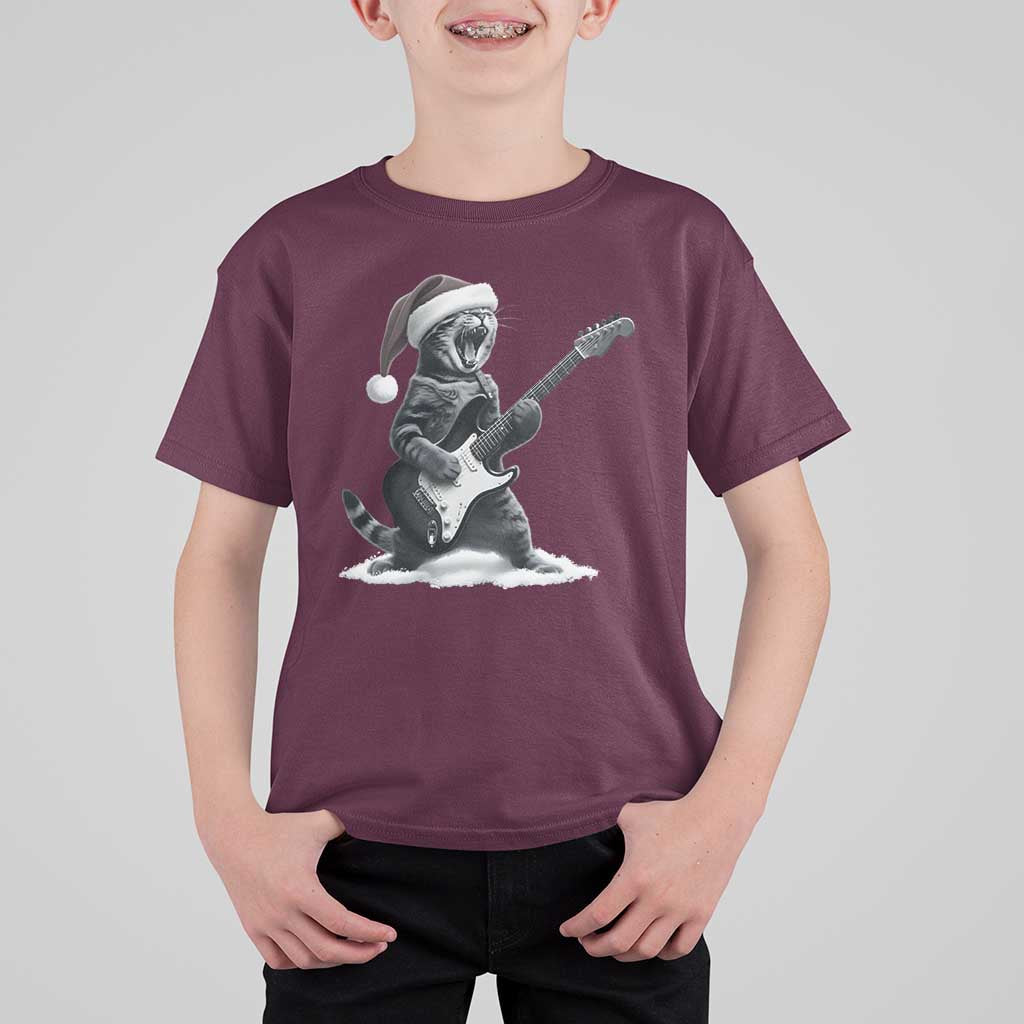 Funny Cat Guitar T Shirt For Kid Rock and Roll Christmas - Wonder Print Shop