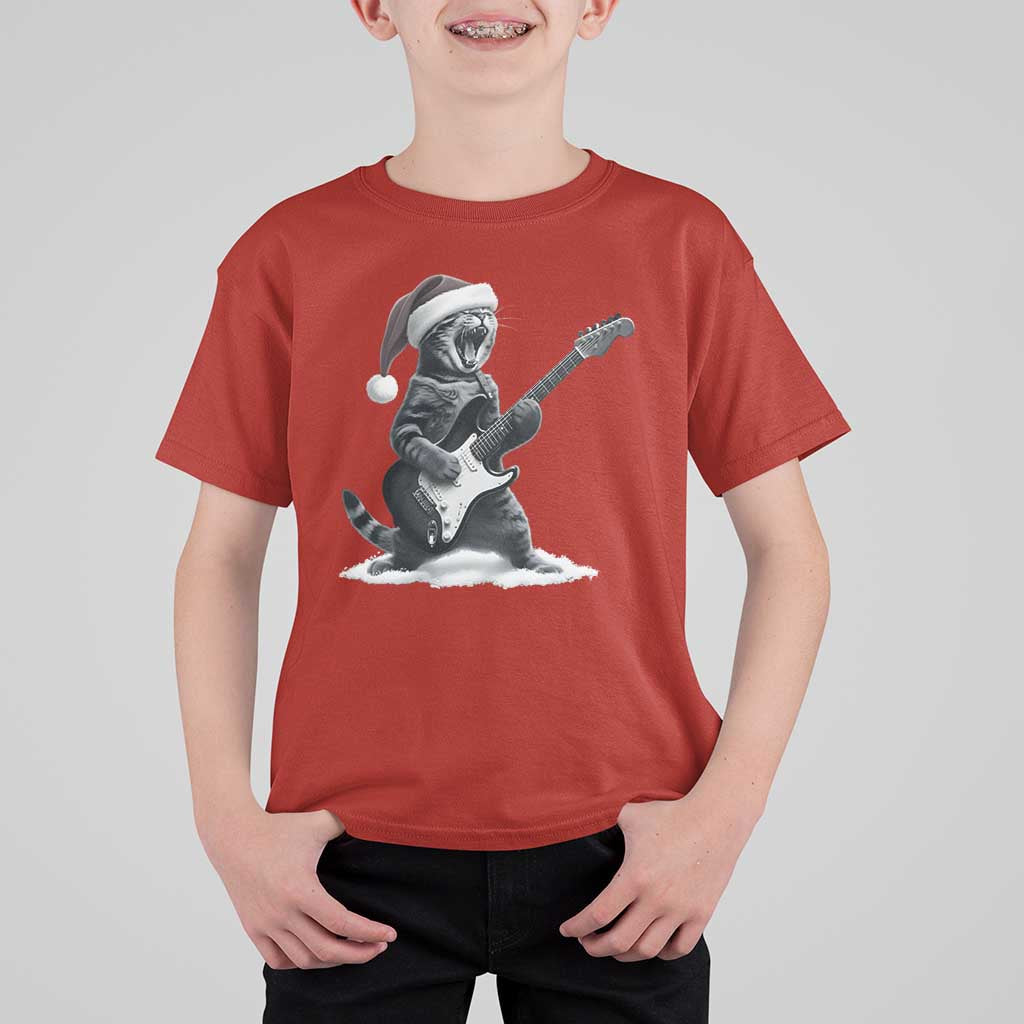Funny Cat Guitar T Shirt For Kid Rock and Roll Christmas - Wonder Print Shop