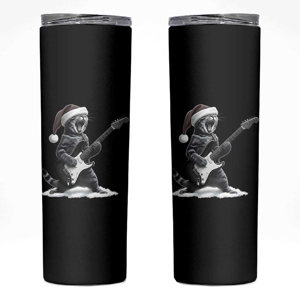 Funny Cat Guitar Skinny Tumbler Rock and Roll Christmas - Wonder Print Shop