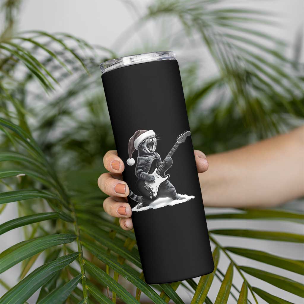 Funny Cat Guitar Skinny Tumbler Rock and Roll Christmas - Wonder Print Shop