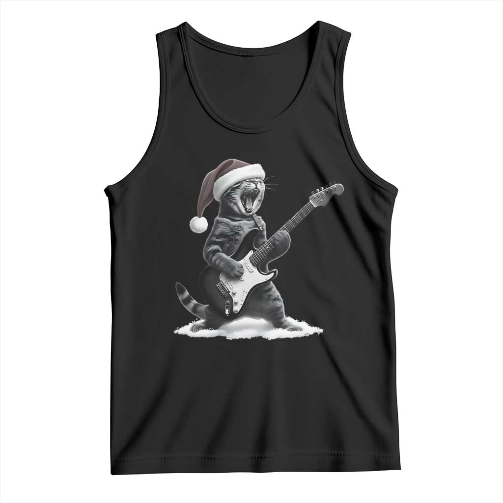 Funny Cat Guitar Tank Top Rock and Roll Christmas - Wonder Print Shop