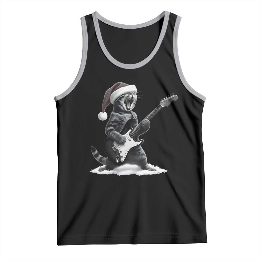Funny Cat Guitar Tank Top Rock and Roll Christmas - Wonder Print Shop