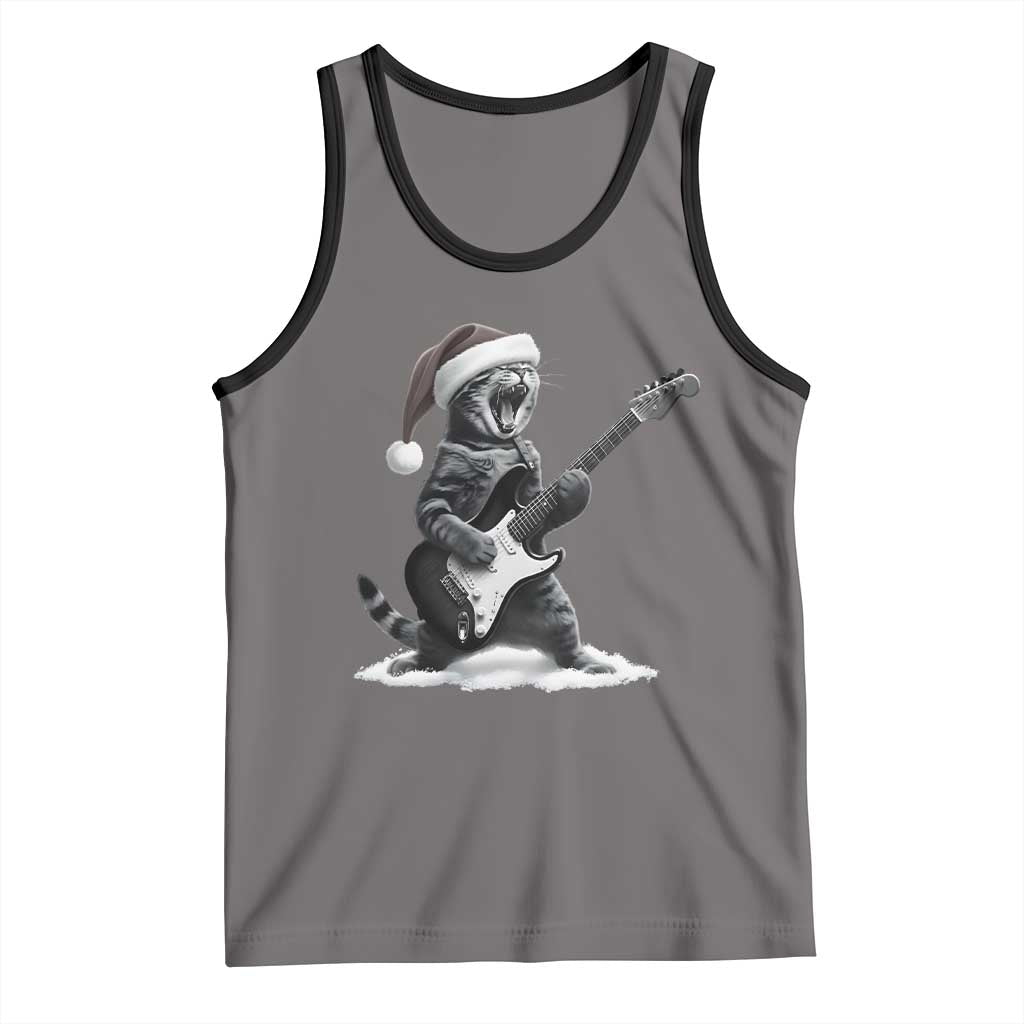 Funny Cat Guitar Tank Top Rock and Roll Christmas - Wonder Print Shop
