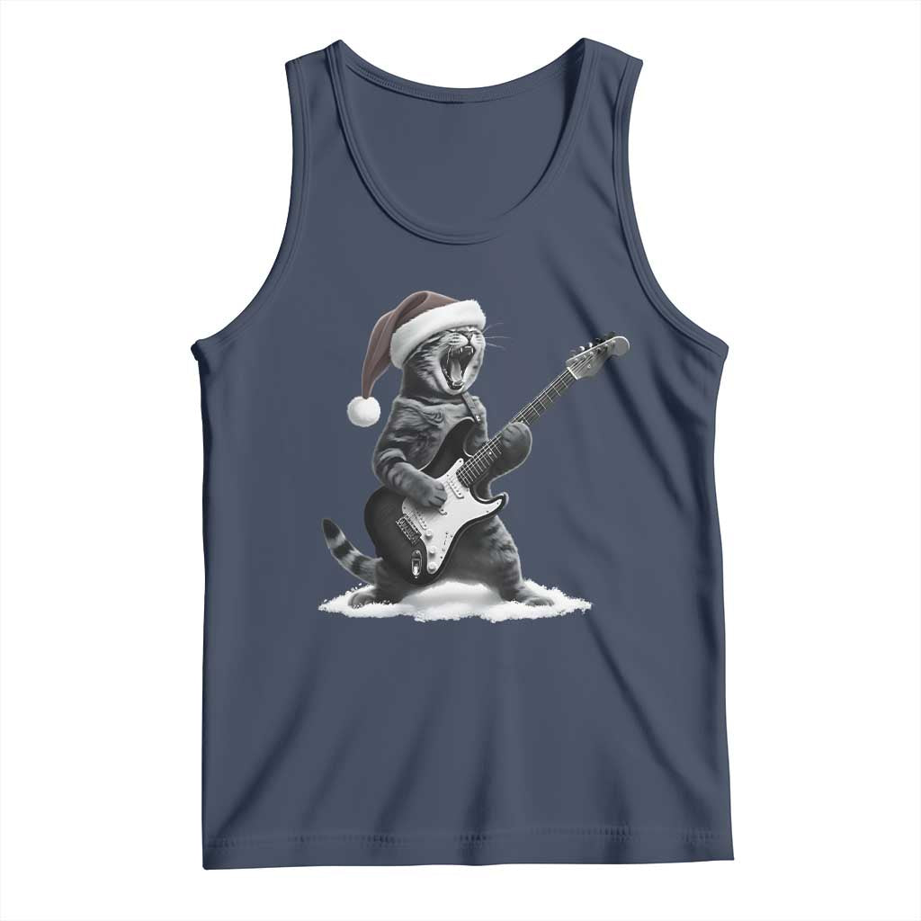 Funny Cat Guitar Tank Top Rock and Roll Christmas - Wonder Print Shop