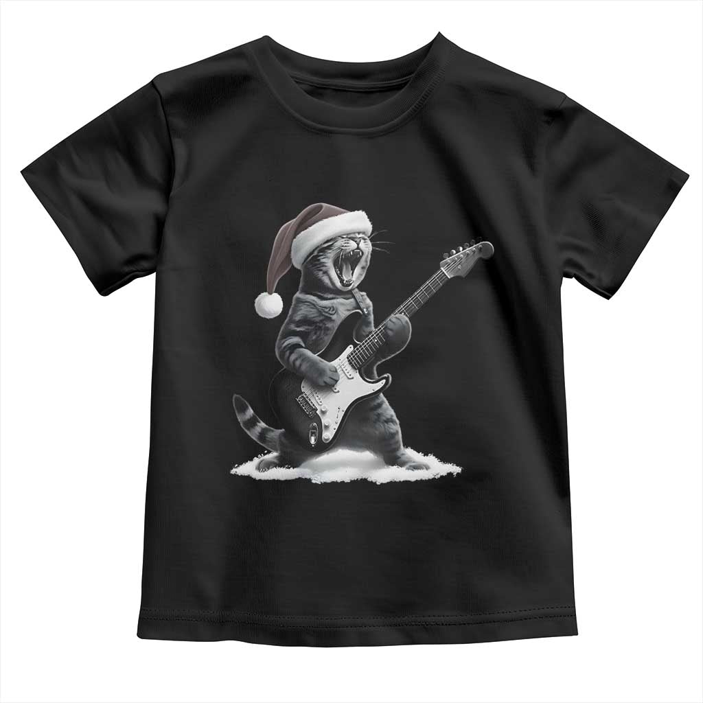 Funny Cat Guitar Toddler T Shirt Rock and Roll Christmas - Wonder Print Shop