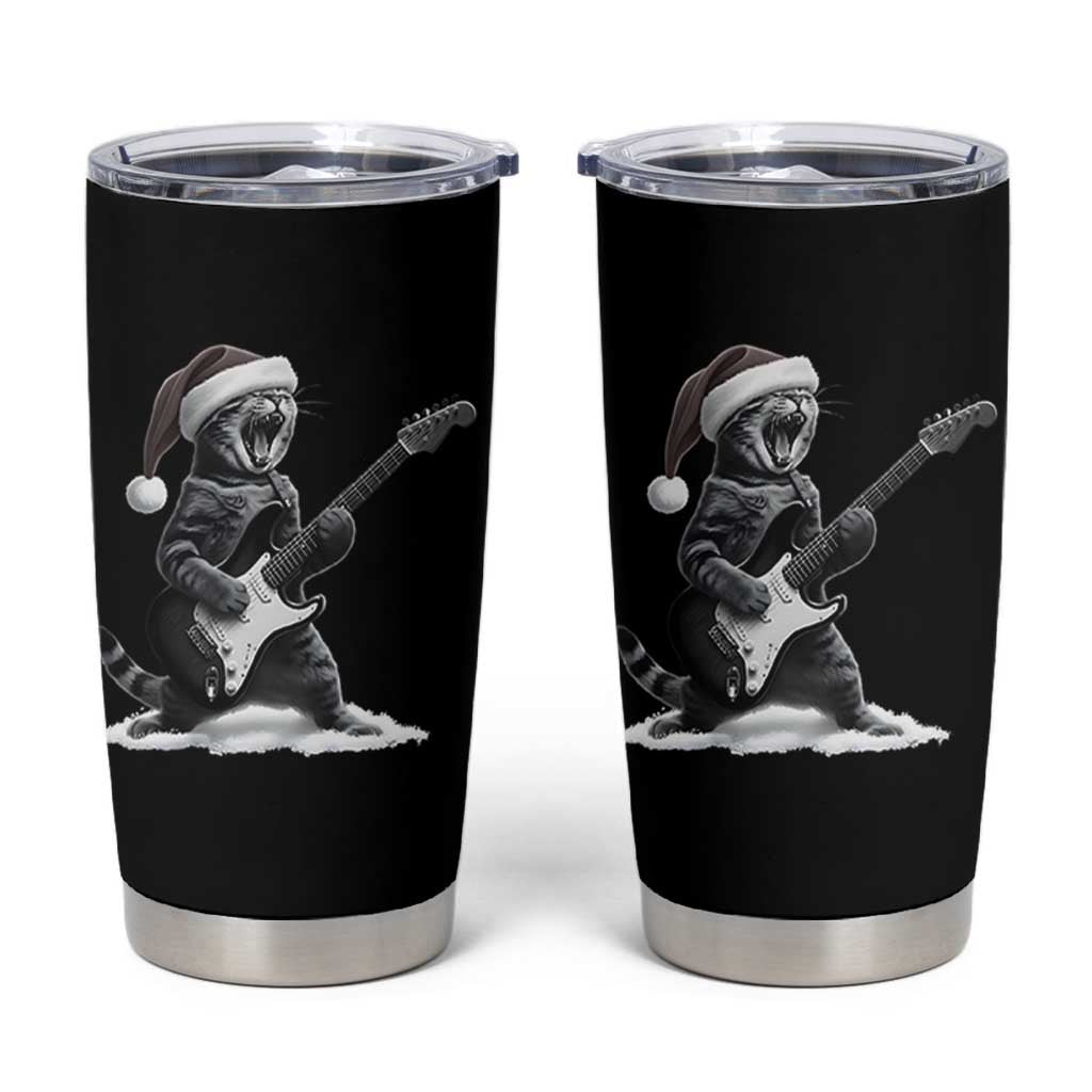 Funny Cat Guitar Tumbler Cup Rock and Roll Christmas - Wonder Print Shop