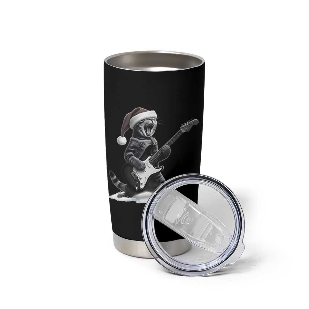 Funny Cat Guitar Tumbler Cup Rock and Roll Christmas - Wonder Print Shop