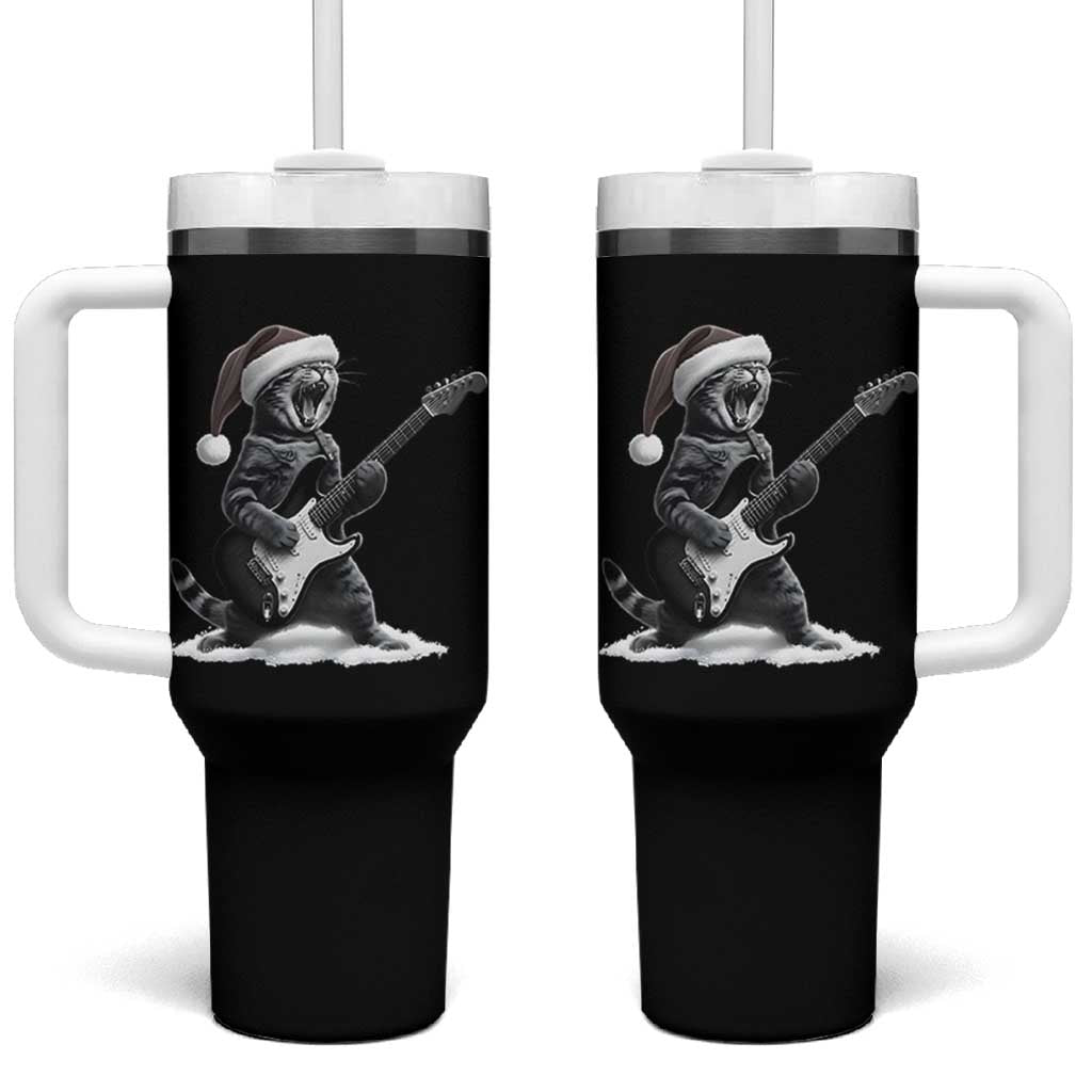 Funny Cat Guitar Tumbler With Handle Rock and Roll Christmas - Wonder Print Shop