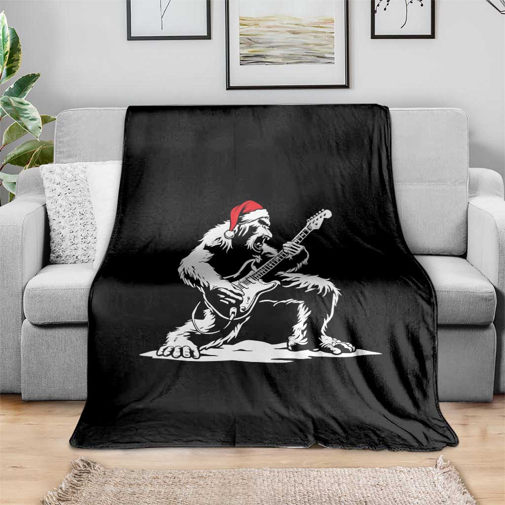 Funny Bigfoot Guitar Throw Blanket Rock and Roll Christmas - Wonder Print Shop