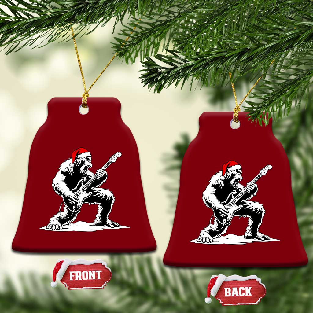 Funny Bigfoot Guitar Ceramic Ornament Rock and Roll Xmas - Wonder Print Shop