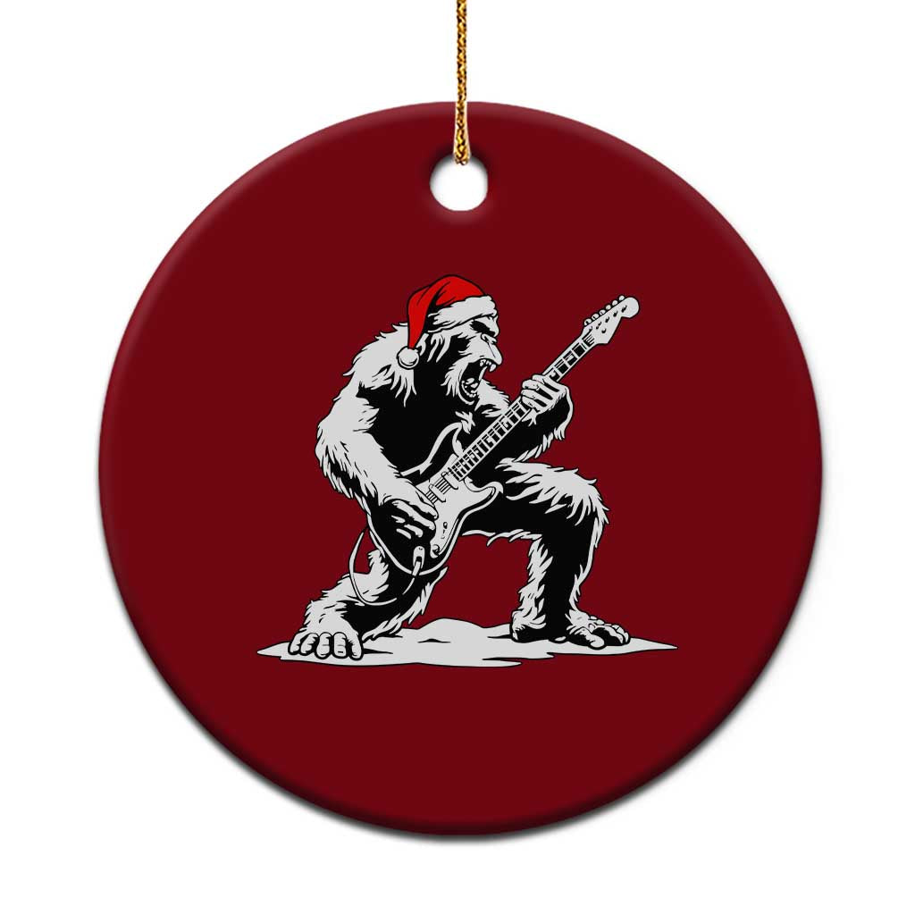 Funny Bigfoot Guitar Ceramic Ornament Rock and Roll Xmas - Wonder Print Shop