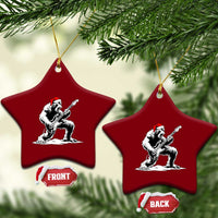 Funny Bigfoot Guitar Ceramic Ornament Rock and Roll Xmas - Wonder Print Shop