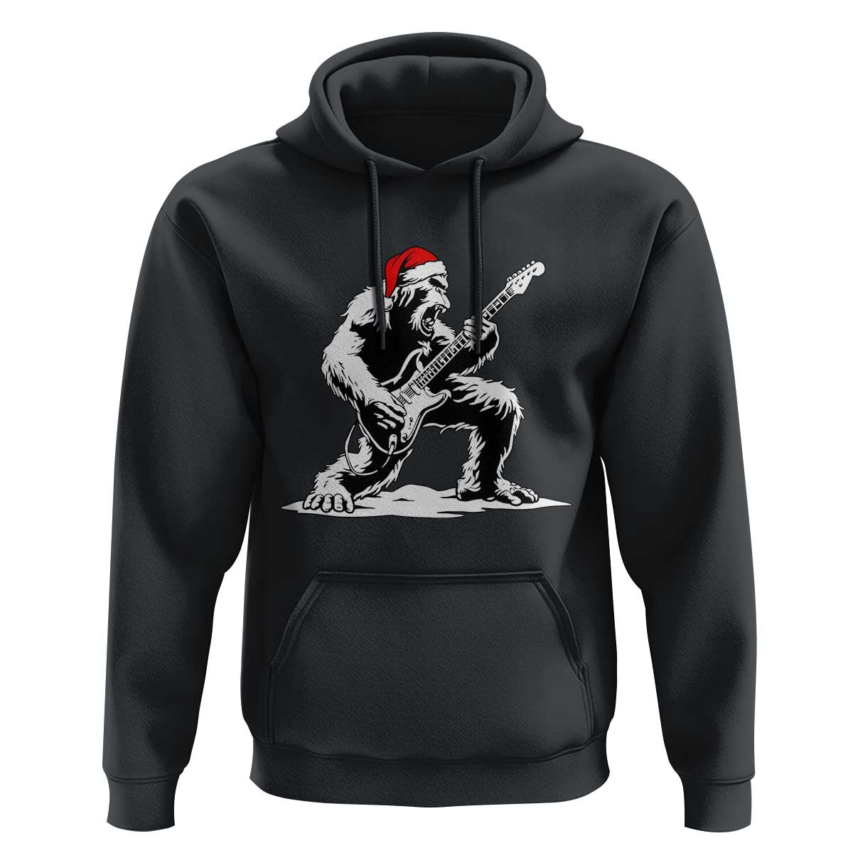 Funny Bigfoot Guitar Hoodie Rock and Roll Christmas - Wonder Print Shop