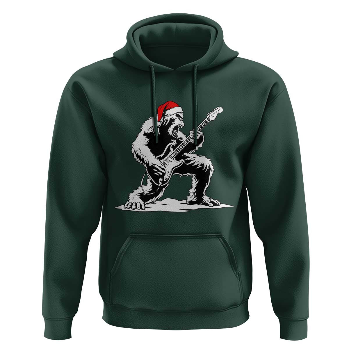 Funny Bigfoot Guitar Hoodie Rock and Roll Christmas - Wonder Print Shop