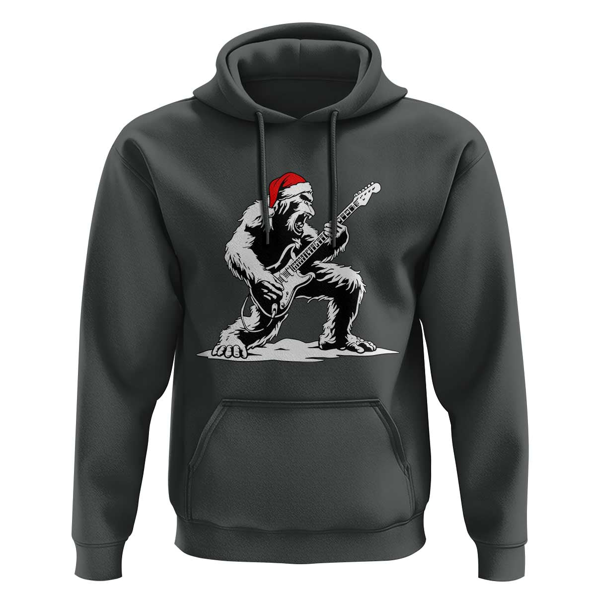 Funny Bigfoot Guitar Hoodie Rock and Roll Christmas - Wonder Print Shop
