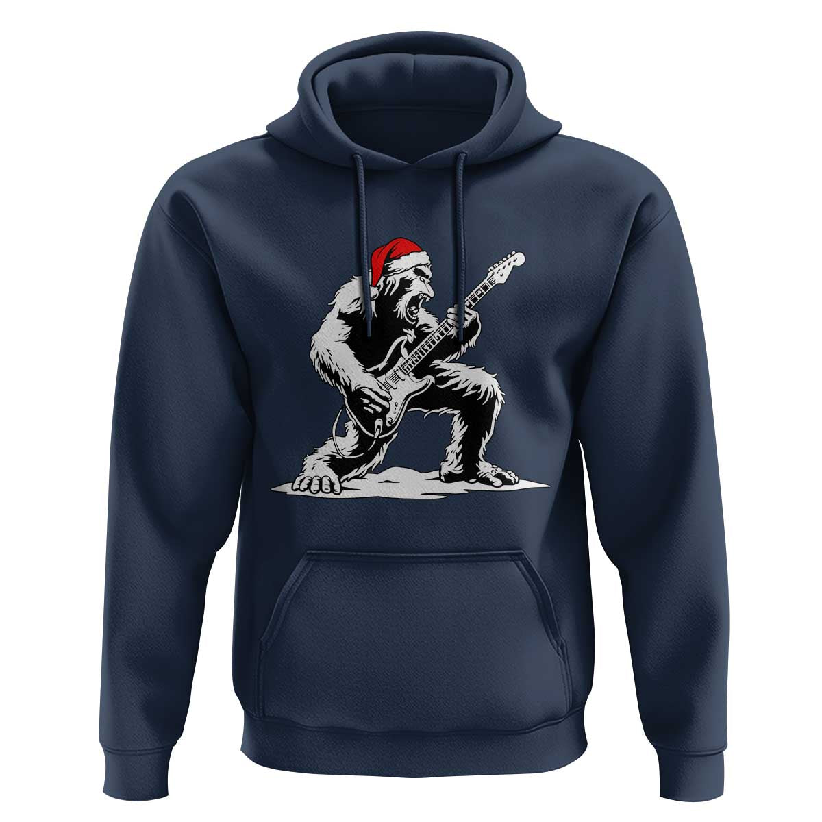 Funny Bigfoot Guitar Hoodie Rock and Roll Christmas - Wonder Print Shop