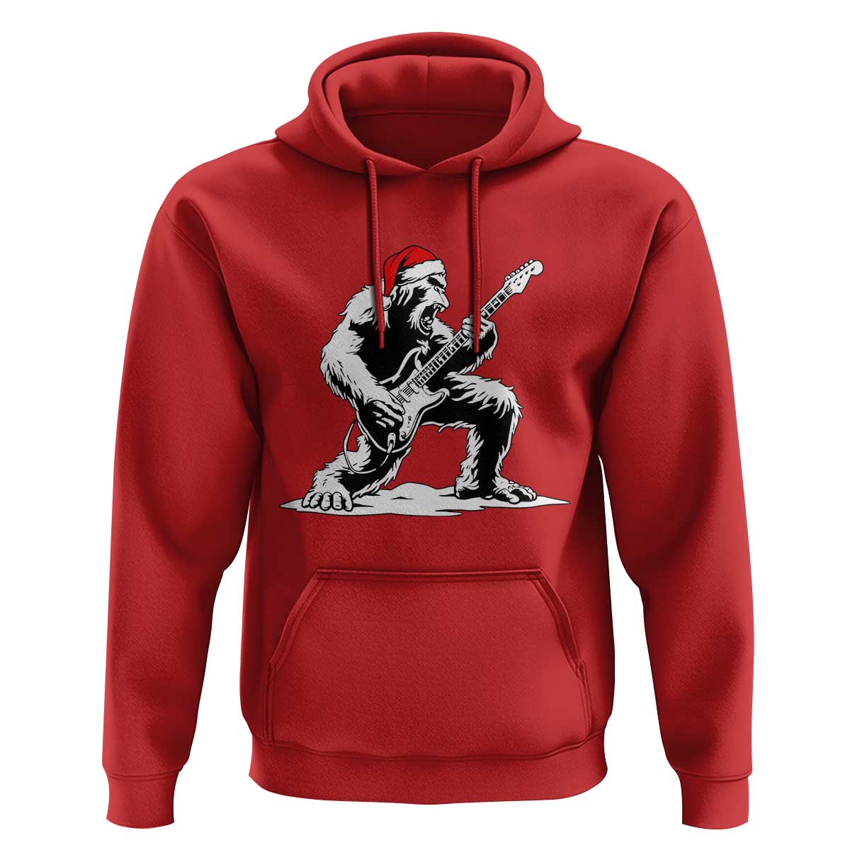 Funny Bigfoot Guitar Hoodie Rock and Roll Christmas - Wonder Print Shop