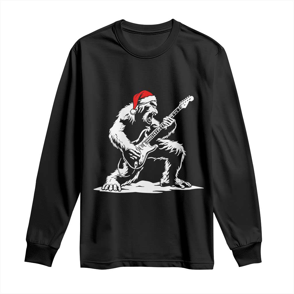 Funny Bigfoot Guitar Long Sleeve Shirt Rock and Roll Christmas - Wonder Print Shop