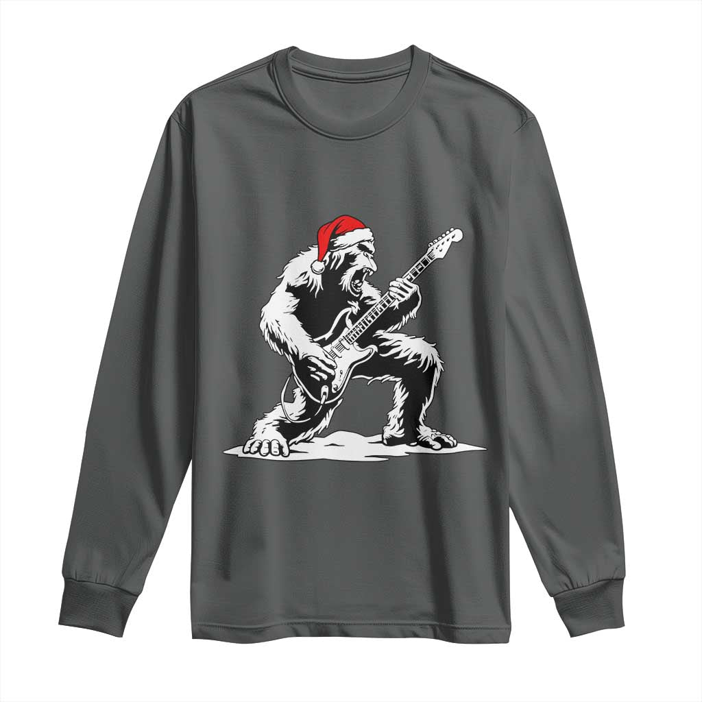 Funny Bigfoot Guitar Long Sleeve Shirt Rock and Roll Christmas - Wonder Print Shop