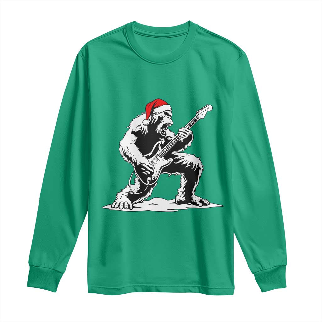 Funny Bigfoot Guitar Long Sleeve Shirt Rock and Roll Christmas - Wonder Print Shop