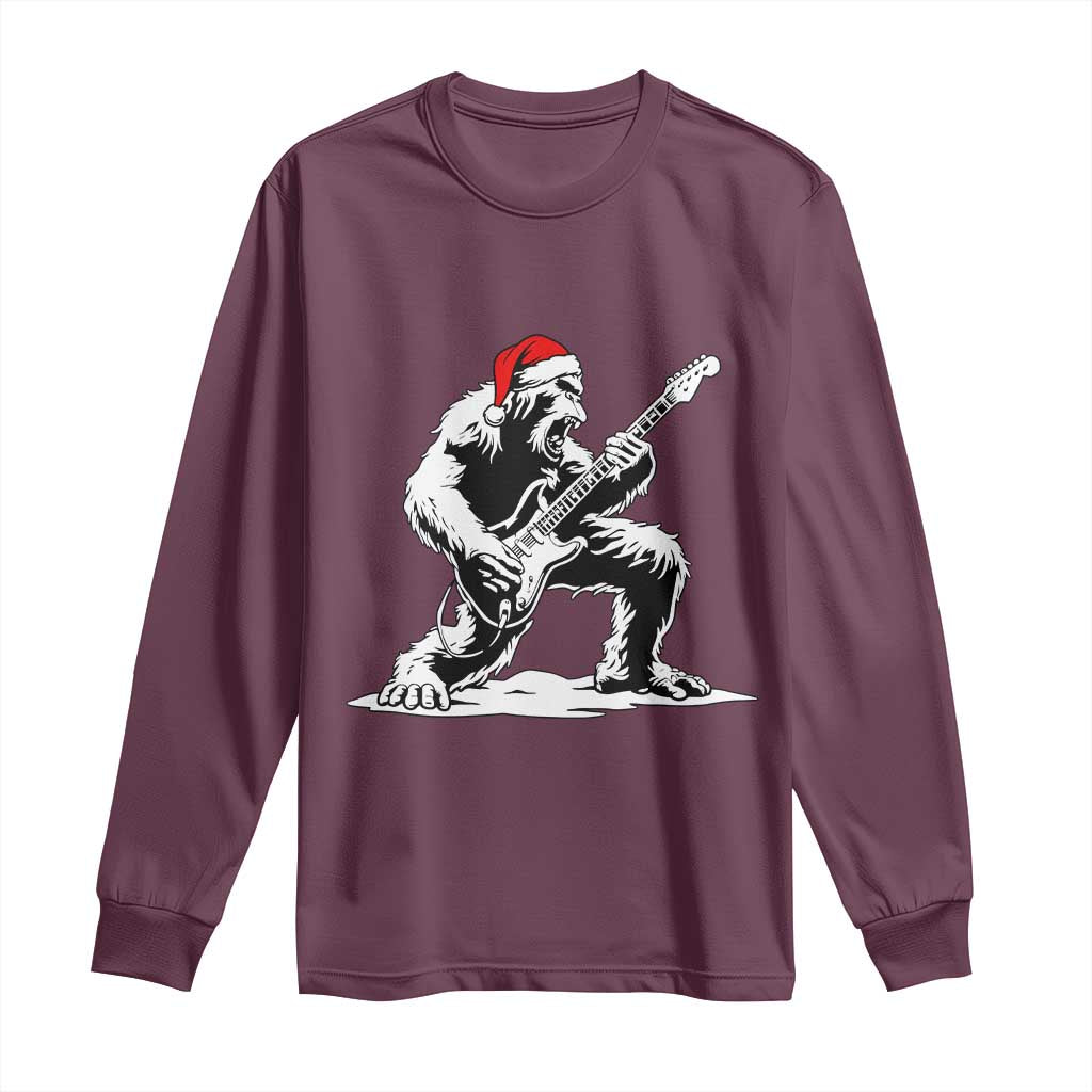 Funny Bigfoot Guitar Long Sleeve Shirt Rock and Roll Christmas - Wonder Print Shop