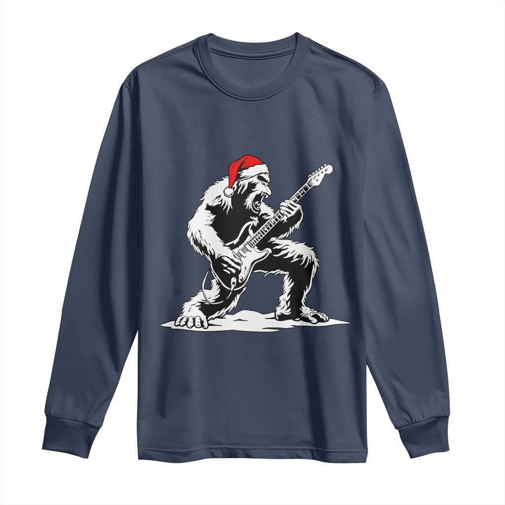 Funny Bigfoot Guitar Long Sleeve Shirt Rock and Roll Christmas - Wonder Print Shop