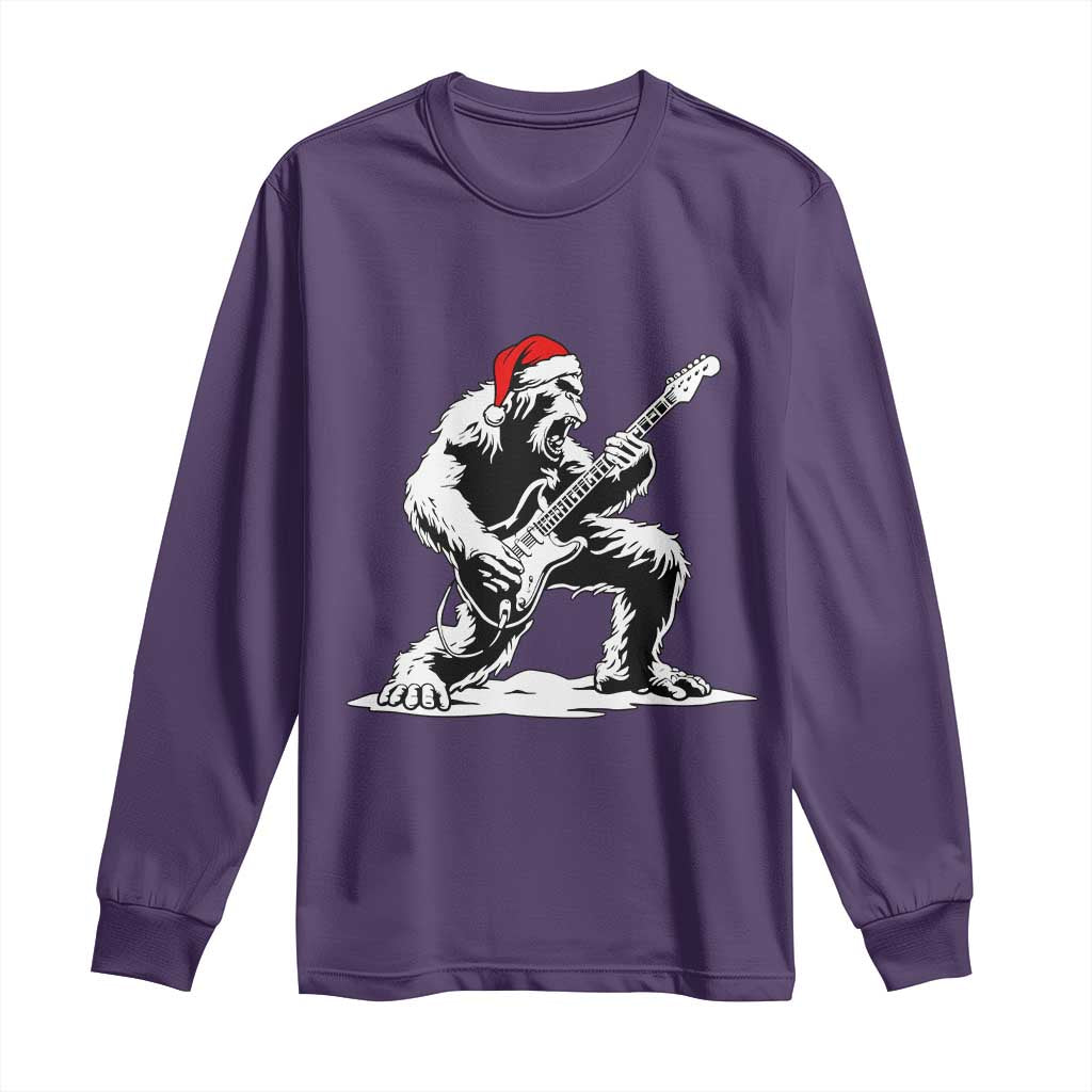 Funny Bigfoot Guitar Long Sleeve Shirt Rock and Roll Christmas - Wonder Print Shop