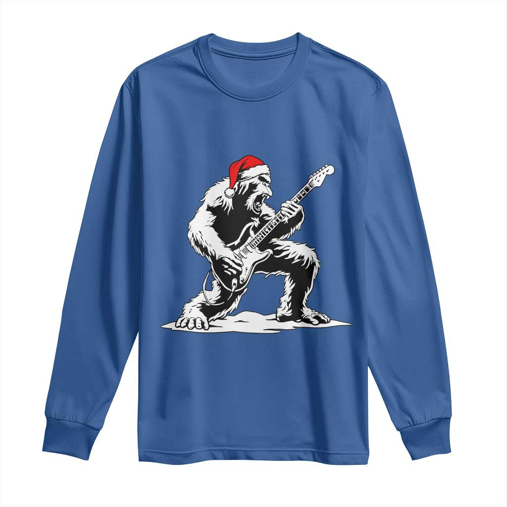 Funny Bigfoot Guitar Long Sleeve Shirt Rock and Roll Christmas - Wonder Print Shop