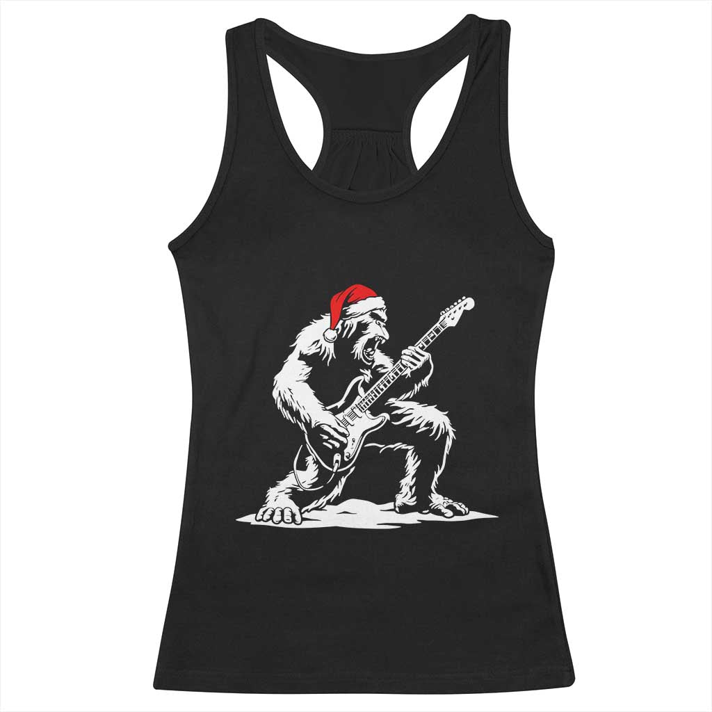 Funny Bigfoot Guitar Racerback Tank Top Rock and Roll Christmas - Wonder Print Shop