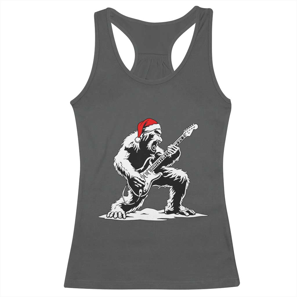 Funny Bigfoot Guitar Racerback Tank Top Rock and Roll Christmas - Wonder Print Shop