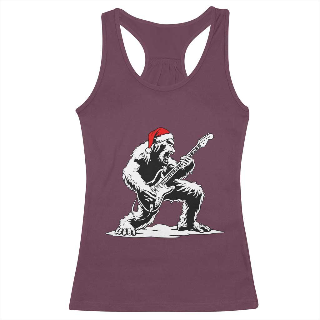 Funny Bigfoot Guitar Racerback Tank Top Rock and Roll Christmas - Wonder Print Shop