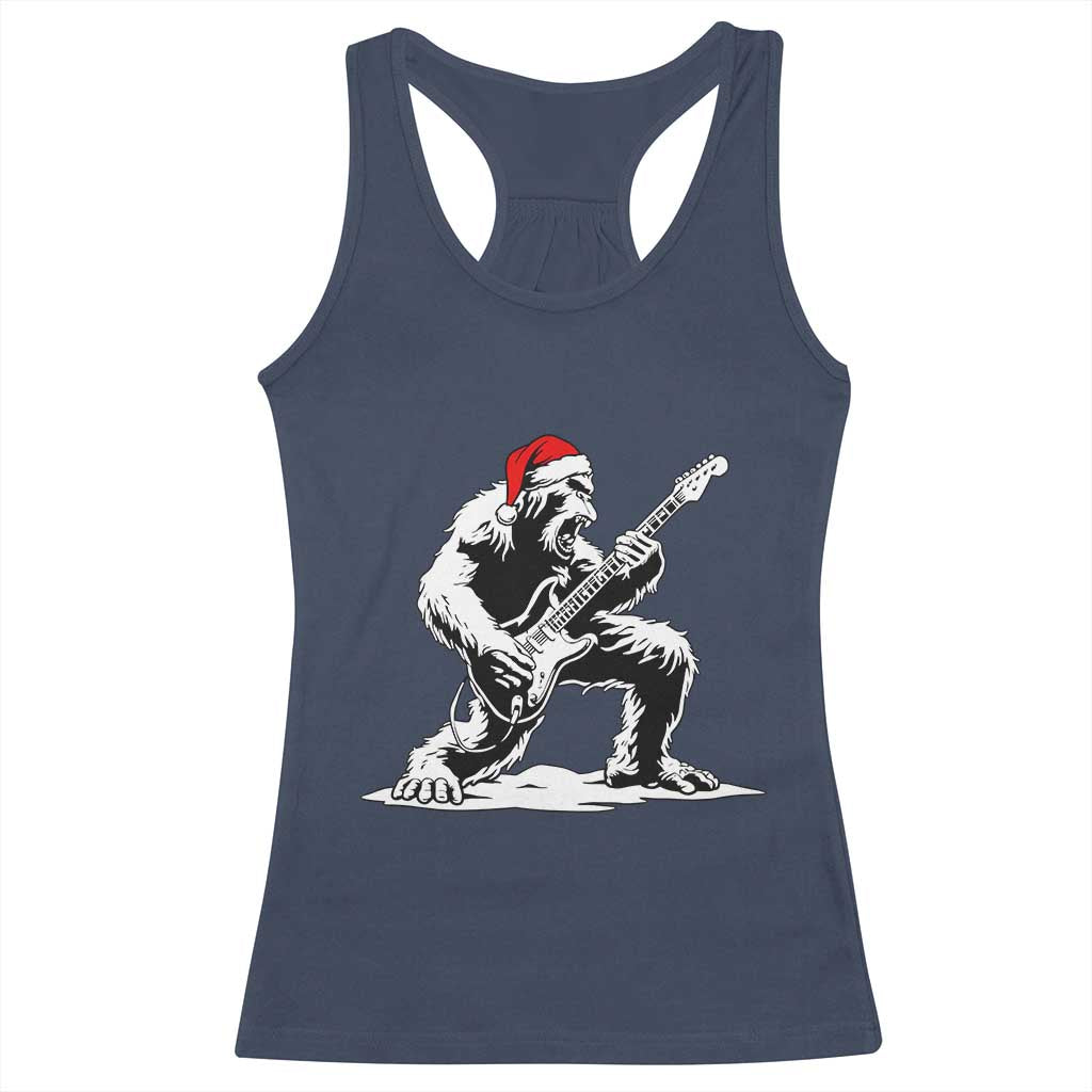 Funny Bigfoot Guitar Racerback Tank Top Rock and Roll Christmas - Wonder Print Shop