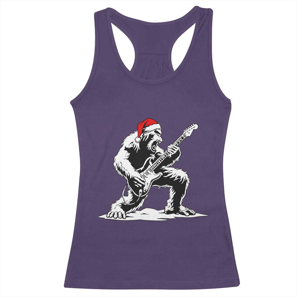 Funny Bigfoot Guitar Racerback Tank Top Rock and Roll Christmas - Wonder Print Shop