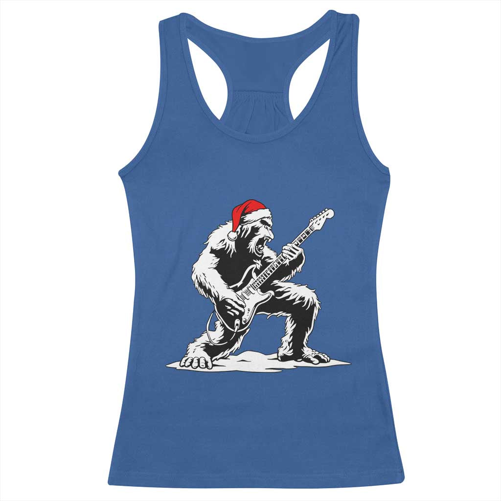 Funny Bigfoot Guitar Racerback Tank Top Rock and Roll Christmas - Wonder Print Shop
