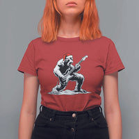 Funny Bigfoot Guitar T Shirt For Women Rock and Roll Christmas - Wonder Print Shop
