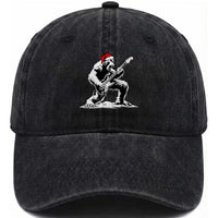 Funny Bigfoot Guitar Washed Cotton Baseball Cap Rock and Roll Christmas