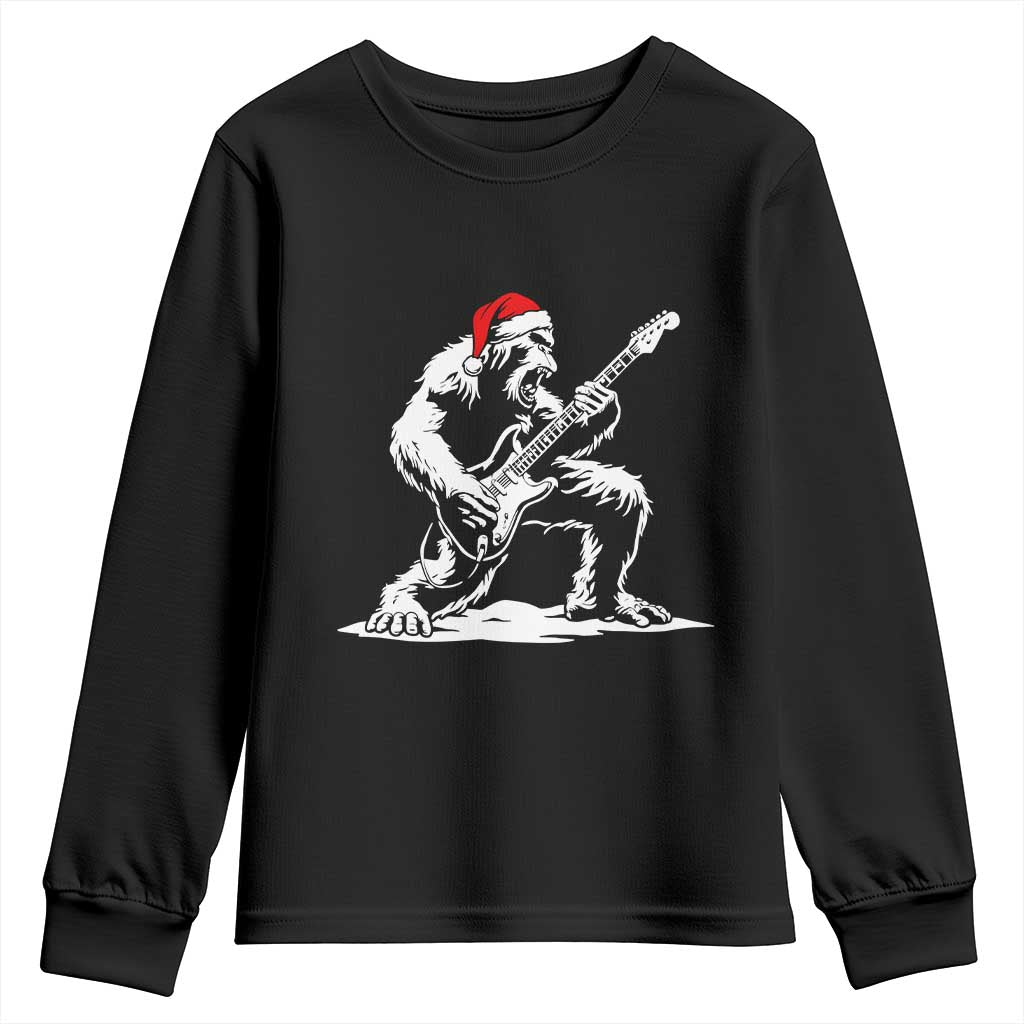 Funny Bigfoot Guitar Youth Sweatshirt Rock and Roll Christmas - Wonder Print Shop