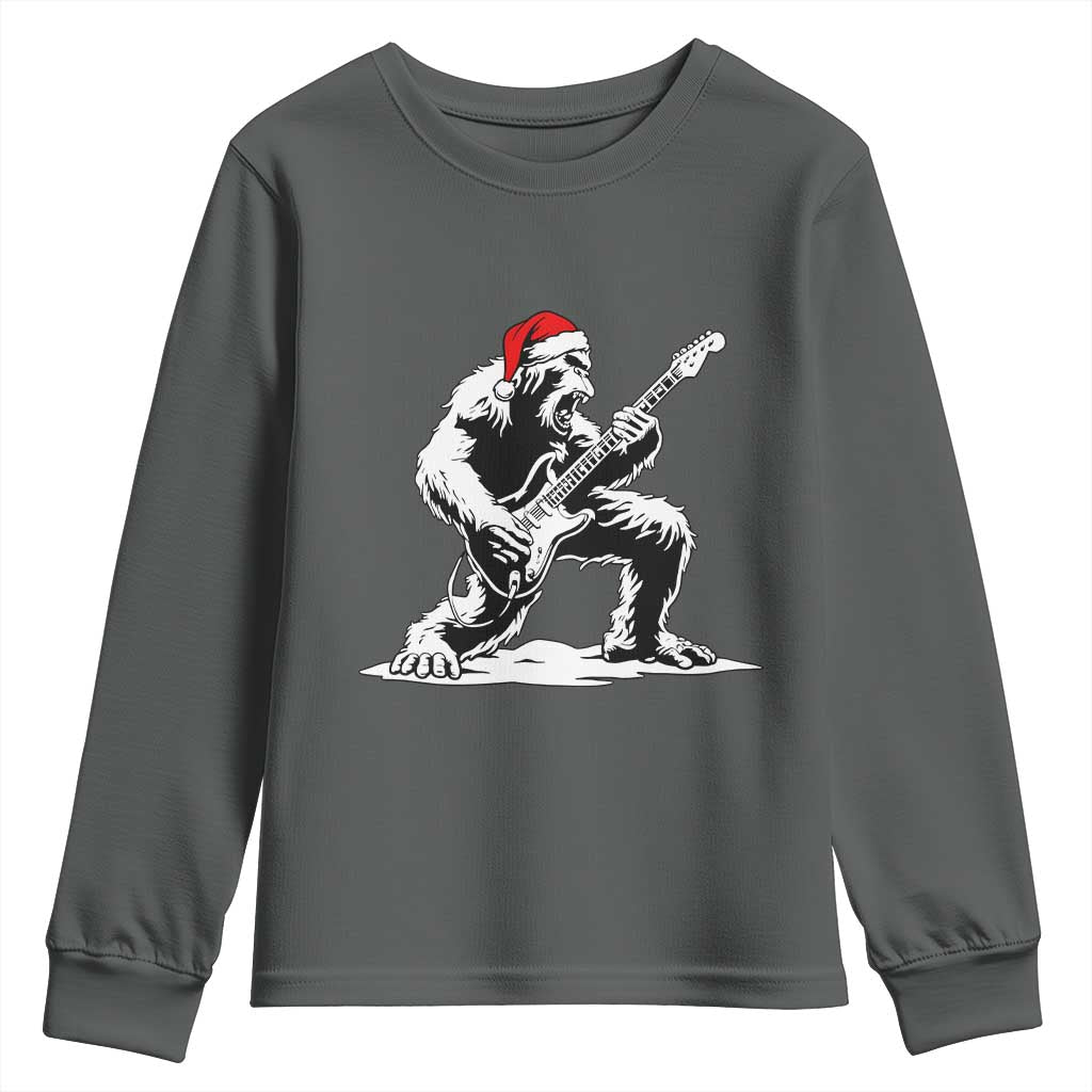 Funny Bigfoot Guitar Youth Sweatshirt Rock and Roll Christmas - Wonder Print Shop