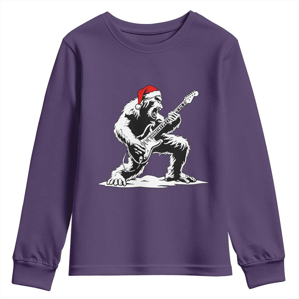 Funny Bigfoot Guitar Youth Sweatshirt Rock and Roll Christmas - Wonder Print Shop
