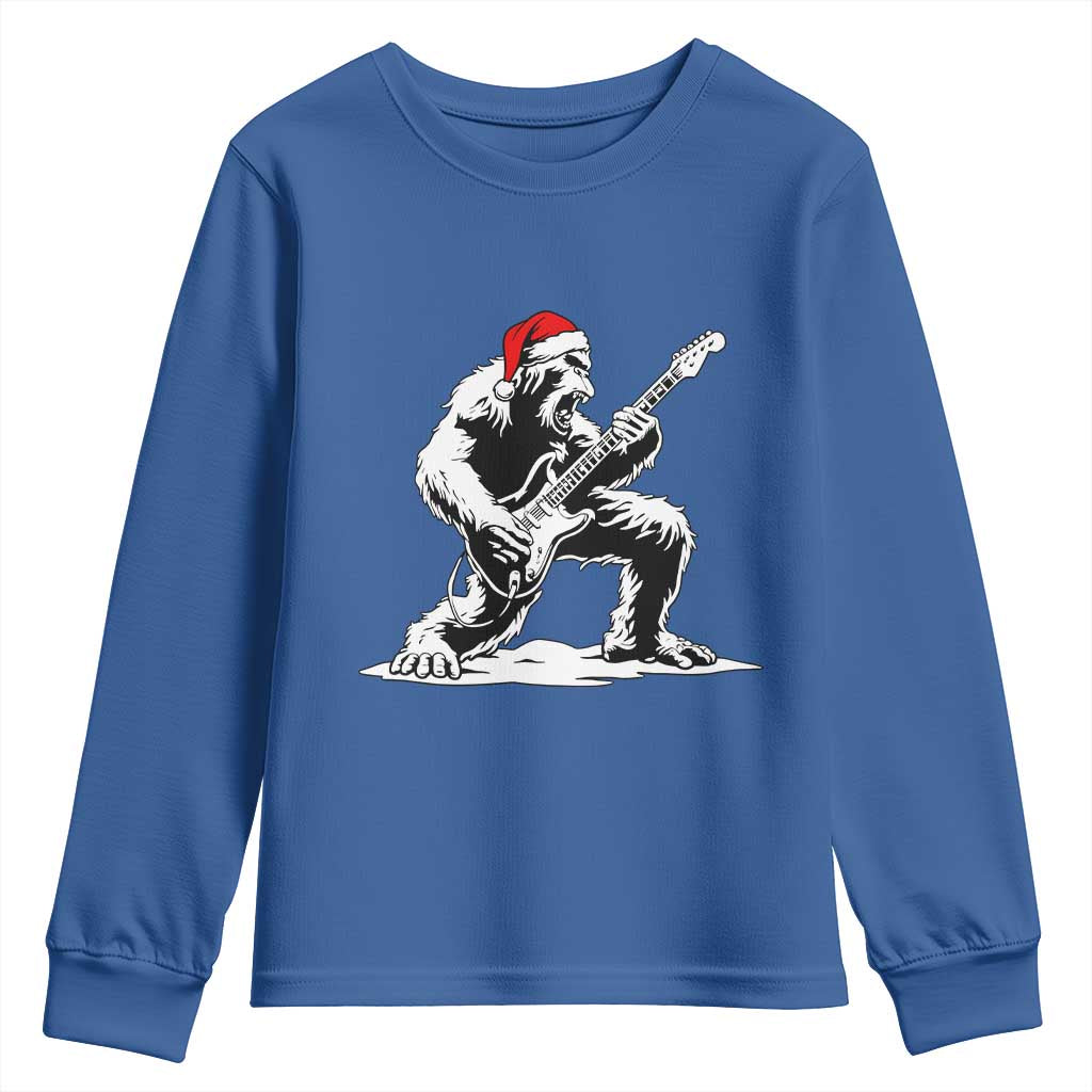 Funny Bigfoot Guitar Youth Sweatshirt Rock and Roll Christmas - Wonder Print Shop